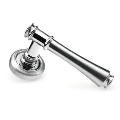 Ручка дверна на круглій розетці Frosio Bortolo колекція Fadex (Фадекс) Tako 245V C03 - хром полірований/хром матовий