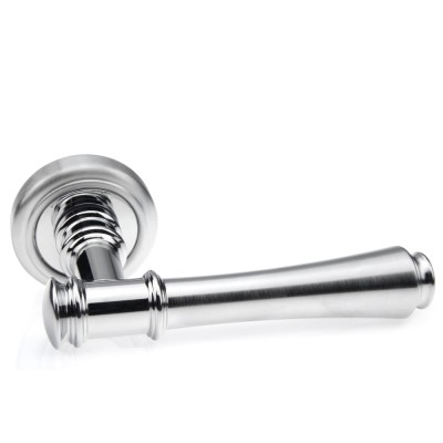 Ручка дверна на круглій розетці Frosio Bortolo колекція Fadex (Фадекс) Tako 245V C03 - хром полірований/хром матовий