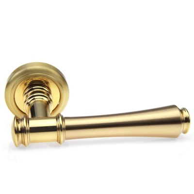 Ручка дверна на круглій розетці Frosio Bortolo колекція Fadex (Фадекс) Tako 245V L03 - латунь полірована/латунь матова