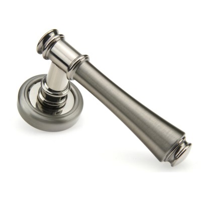 Ручка дверна на круглій розетці Frosio Bortolo колекція Fadex (Фадекс) Tako 245V N03 - нікель матовий/нікель полірований