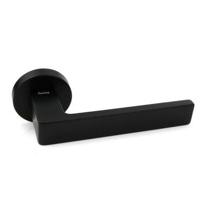 Ручка дверна на круглій розетці Frosio Bortolo колекція Forme (Форма) Asti 254A N52 - чорний матовий