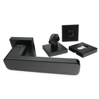 Ручка дверна на квадратній розетці Frosio Bortolo колекція Forme (Форма) Betty 134Q N52 - чорний матовий