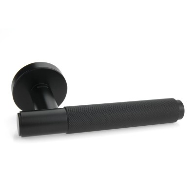 Ручка дверна на круглій розетці Frosio Bortolo колекція Forme (Форма) City 335A N52 - чорний матовий
