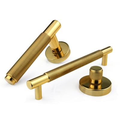 Ручка дверная на круглой розетке Frosio Bortolo коллекция Forme (Форма) City 335A L01 - полированная латунь