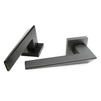 Дверная ручка на квадратной розетке Frosio Bortolo коллекция Forme (Форма) Naxos 215Q N52 - черный матовый