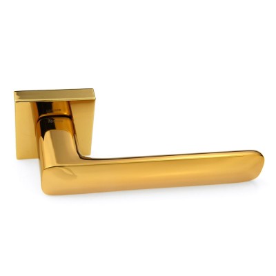 Ручка дверна на квадратній розетці Frosio Bortolo колекція Forme (Форма) Sky 490Q O01 - золото 24К