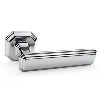 Ручка дверна на квадратній розетці Frosio Bortolo колекція Forme (Форма) Themis 217R C01 - хром полірований
