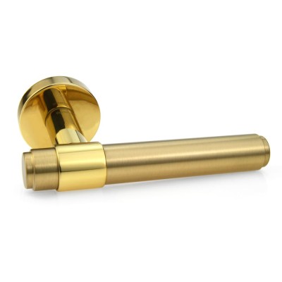 Ручка дверна на круглій розетці Frosio Bortolo колекція Forme (Форма) Viva 333A L03 - латунь полірована/латунь матова