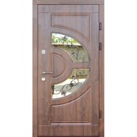 Двери входные ФОРТ-М Трио Греция дуб темный со стеклом 960х2050