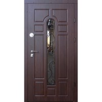 Двері вхідні ФОРТ-М Тріо Класик горіх коньячний зі склом 960х2050