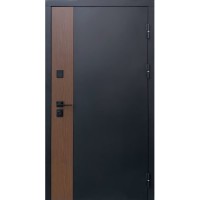 Входная уличная дверь – Premium Металл/МДФ – Модель Больнья металл 9005, декор сублимация дуб 28/МДФ белое дерево 860х2050