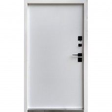 Двери входные ФОРТ-М Premium Металл/МДФ Болонья металл 9005, декор сублимация дуб 28/МДФ белое дерево 860х2050