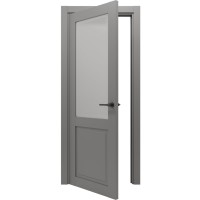 Двері міжкімнатні Gorgania Осій плюс зі склом сірий матовий