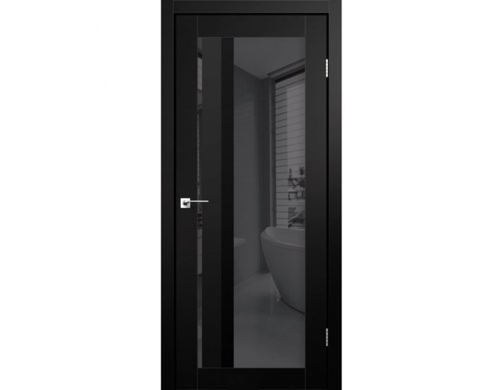 Фото Межкомнатная дверь Aliano AL-06 super PET черный (зеркало графит) 1