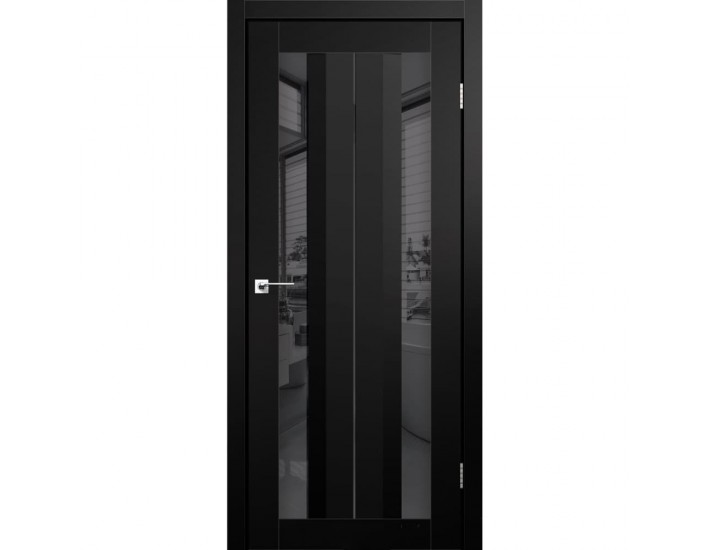 Фото Межкомнатная дверь Aliano AL-01 super PET черный (зеркало графит) 1