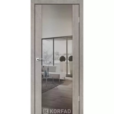 Межкомнатные двери KORFAD (Корфад) Sanremo SR-01 Бетон лайт зеркало триплекс