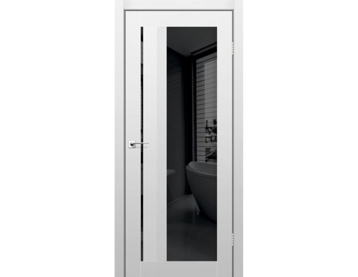 Фото Межкомнатная дверь Aliano AL-06 super PET серый (черное стекло) 1