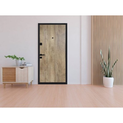 Входные двери квартирного типа МИНИСТЕРСТВО ДВЕРЕЙ модель ПБ-262 Спил коньячный/Спил медовый