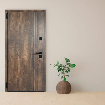 Входные двери квартирного типа МИНИСТЕРСТВО ДВЕРЕЙ модель ПБ-262 Спил коньячный/Спил медовый