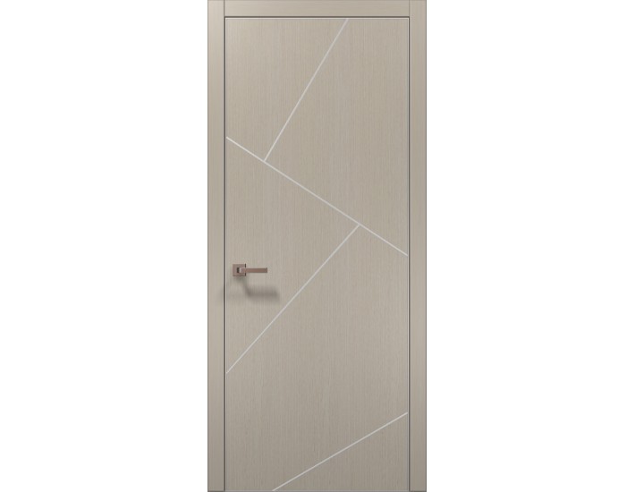 Фото Двери межкомнатные Папа Карло PLATO-15 дуб кремовый брашированный алюминиевый торец 2