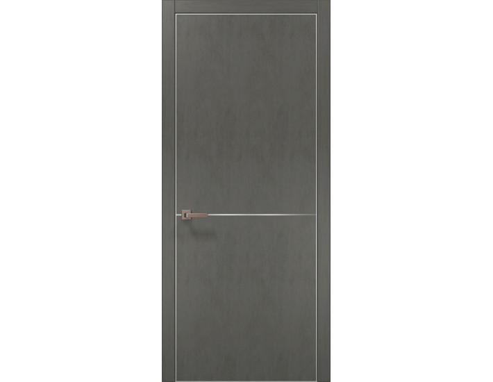 Фото Двери межкомнатные Папа Карло PLATO-21 бетон серый алюминиевый торец 1