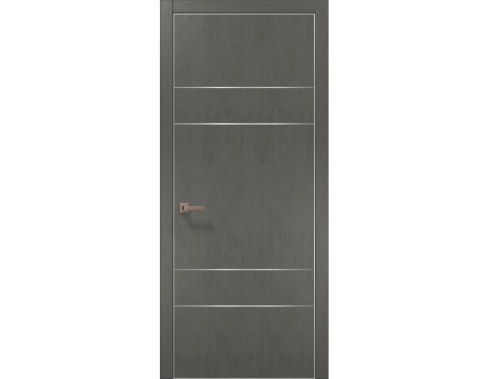 Фото Двери межкомнатные Папа Карло PLATO-09 бетон серый алюминиевый торец 1