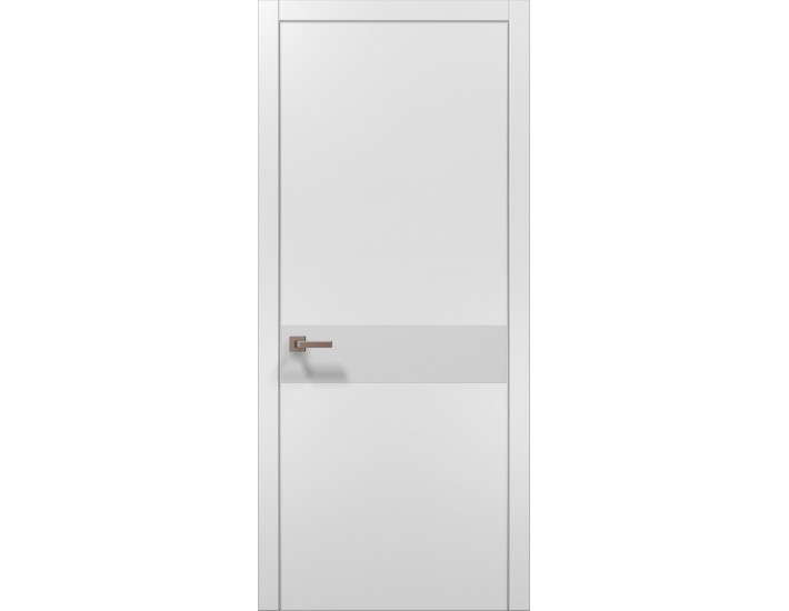 Фото Двери межкомнатные Папа Карло PLATO-03 белый матовый алюминиевый торец 1