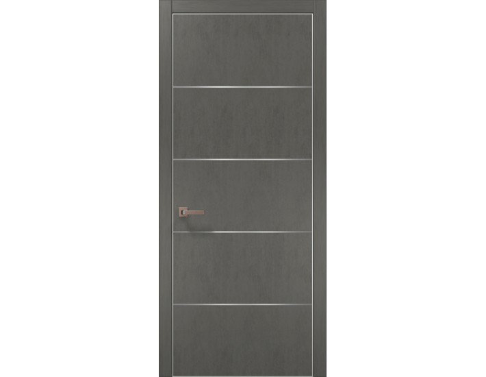 Фото Двери межкомнатные Папа Карло PLATO-02 бетон серый алюминиевый торец 1