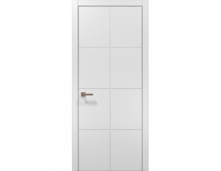 Фото Двери межкомнатные Папа Карло коллекция Style ST-06 Белый матовый, кромка алюминий серый 1