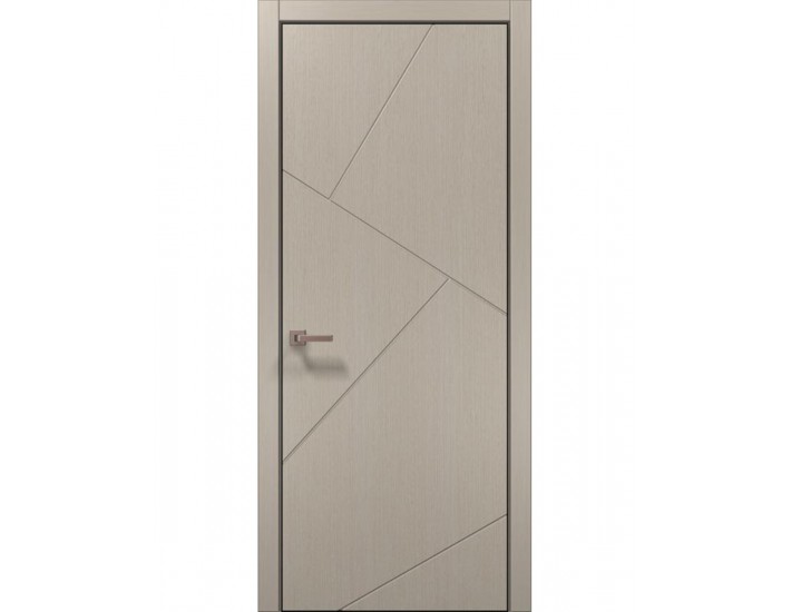 Фото Двері міжкімнатні Папа Карло колекція Style ST-05 Дуб кремовий, кромка алюміній чорний 1