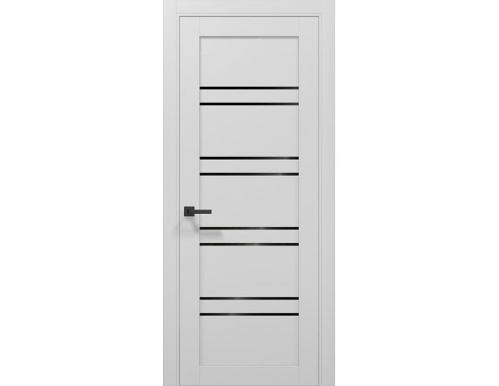 Фото Двері міжкімнатні Папа Карло колекція Tetra T-01 колір Альпійський білий, скло чорне 1