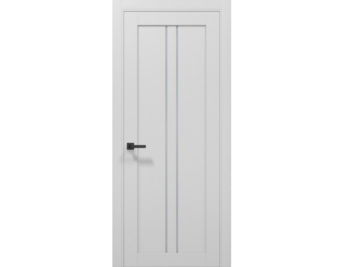 Фото Двері міжкімнатні Папа Карло колекція Tetra T-02 колір Альпійський білий, скло сатин 1