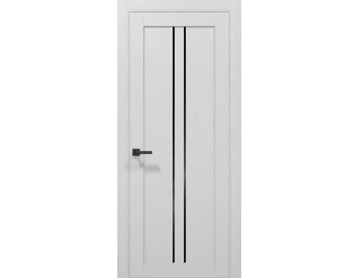 Фото Двері міжкімнатні Папа Карло колекція Tetra T-02 колір Альпійський білий, скло чорне 1