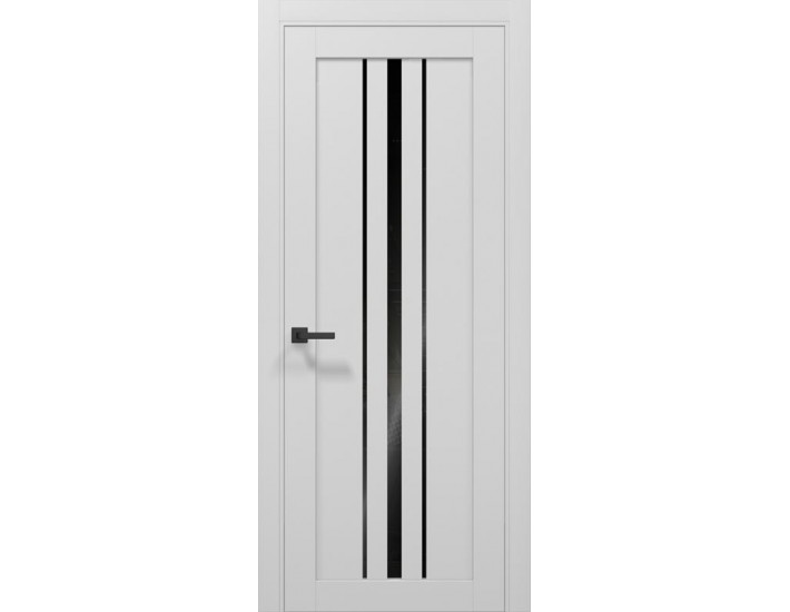 Фото Двери межкомнатные Папа Карло коллекция Tetra T-03 цвет Альпийский белый, стекло черное 1