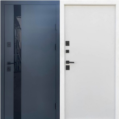 Вхідні двері вуличного типу Qdoors • Стріт • Елегант (антрацит / біле дерево) хром