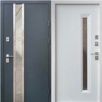 Двері вхідні Qdoors • Стріт • Норд (антрацит / біле дерево) хром