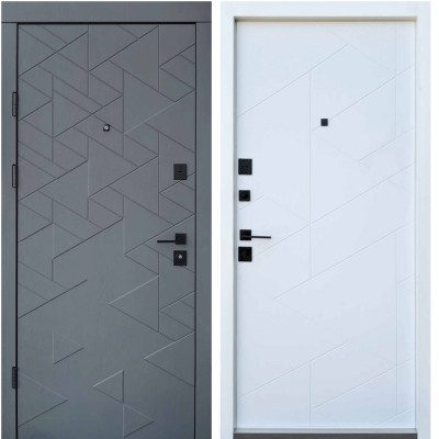 Входные двери квартирного типа Qdoors • Ультра • Фрост (грифель структуры софт / белое дерево)