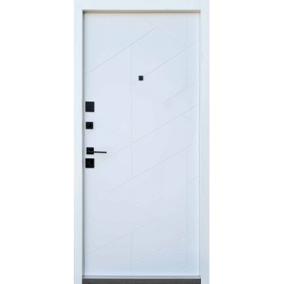 Входные двери квартирного типа Qdoors • Ультра • Фрост (грифель структуры софт / белое дерево)