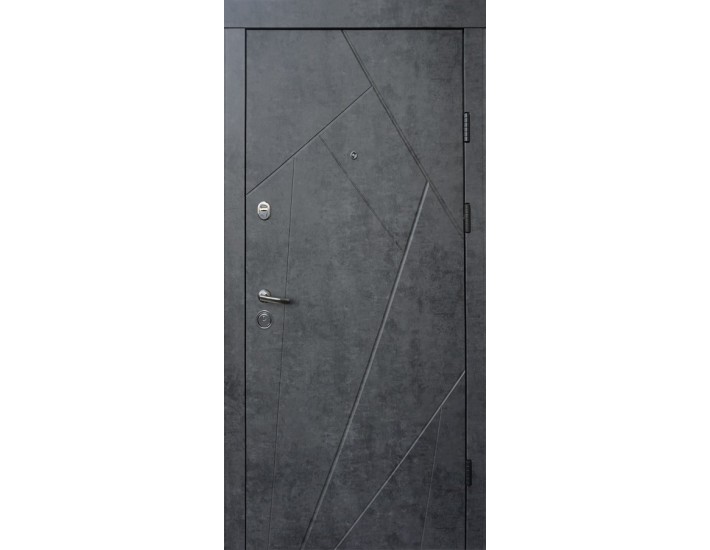 Фото Двері вхідні квартирного типу • Ультра • Флеш (мармур темний / бетон бежевий) 2