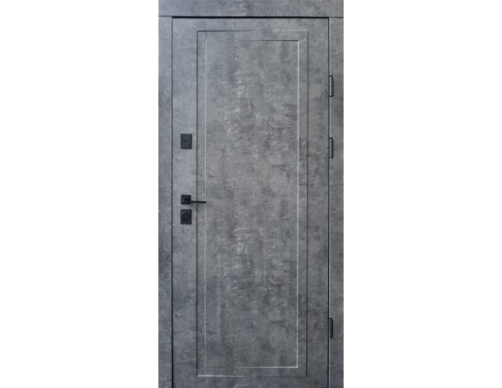 Фото Дверь входная квартирного типа • Ультра • Мироу (мрамор темный / белое эмаль + зеркало) 2