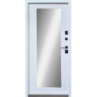 Двері вхідні Qdoors • Ультра • Міроу (мармур темний/біле емаль + дзеркало)