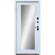 Двері вхідні Qdoors • Ультра • Міроу (мармур темний/біле емаль + дзеркало)