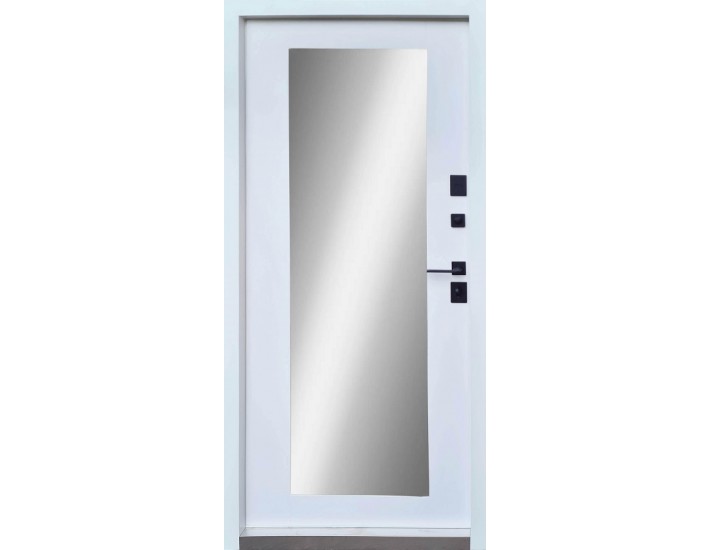Фото Двері вхідні квартирного типу • Ультра • Міроу (мармур темний/біле емаль + дзеркало) 3