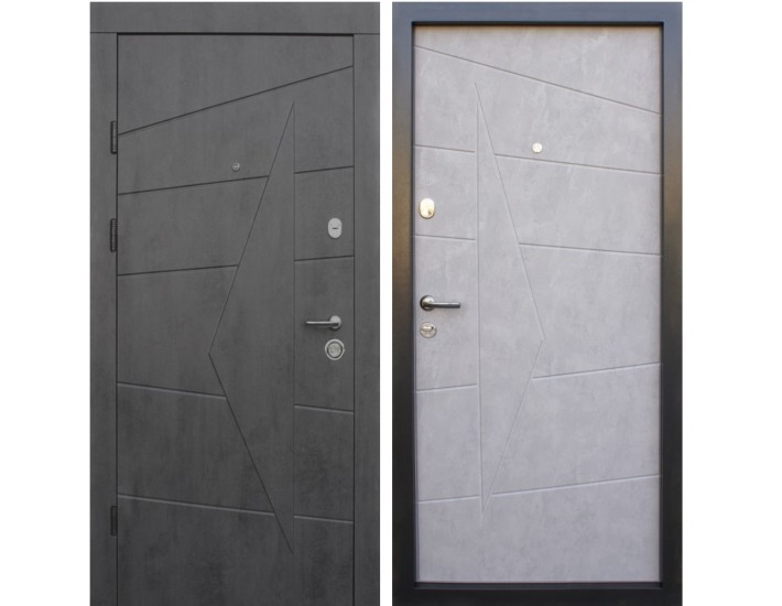 Фото Двері вхідні квартирного типу • Преміум • Акцент (бетон темний / бетон сірий) 1