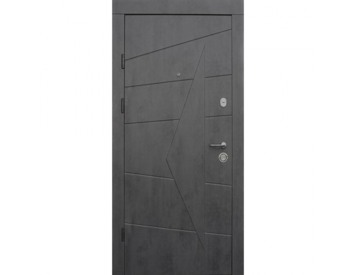 Фото Двері вхідні квартирного типу • Преміум • Акцент (бетон темний / бетон сірий) 2