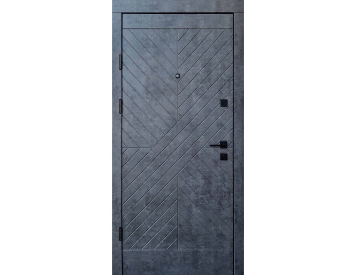 Фото Двері вхідні квартирного типу • Преміум • Некст (мармур темний / бетон бежевий) 2