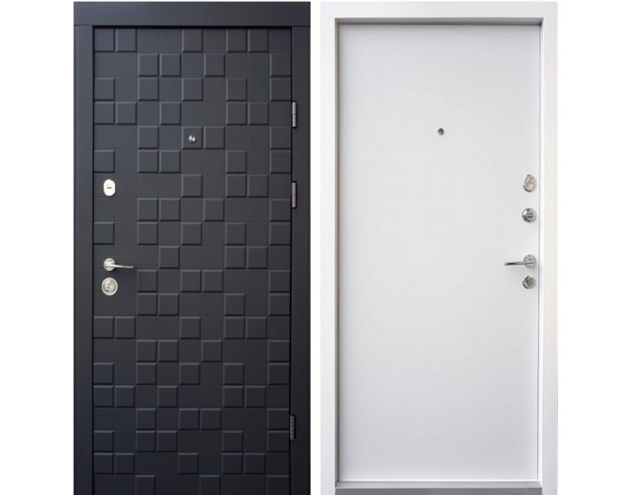 Фото Дверь входная квартирного типа • Ультра • Онтарио (софт черный/белый супермат) 1