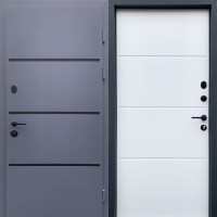 Двери входные Qdoors • Форт Lama • Bay (антрацит / белое дерево)