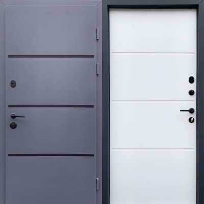 Входные двери уличного типа Qdoors • Форт Lama • Bay (антрацит / белое дерево)