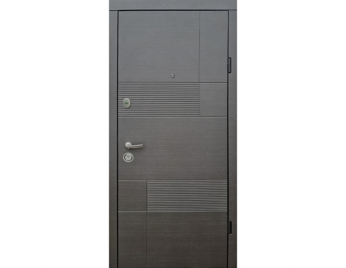 Фото Двері вхідні квартирного типу • Еталон • Каліфорнія (венге сірий горизонт) 2